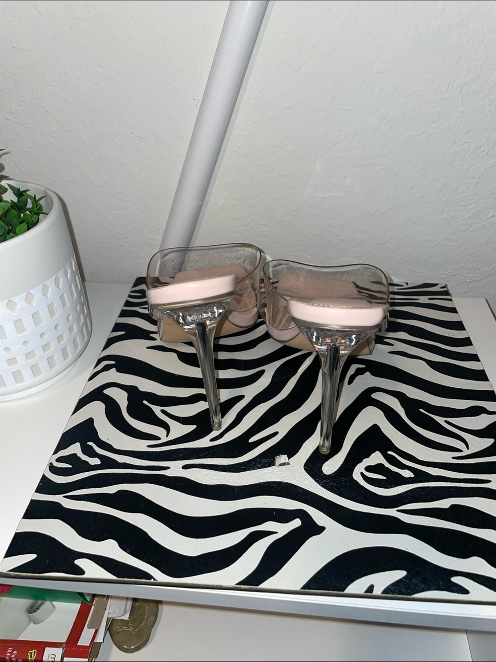 Public Desire Blush Nude Clear-Strap Mule Heels - Picture 7 of 8
